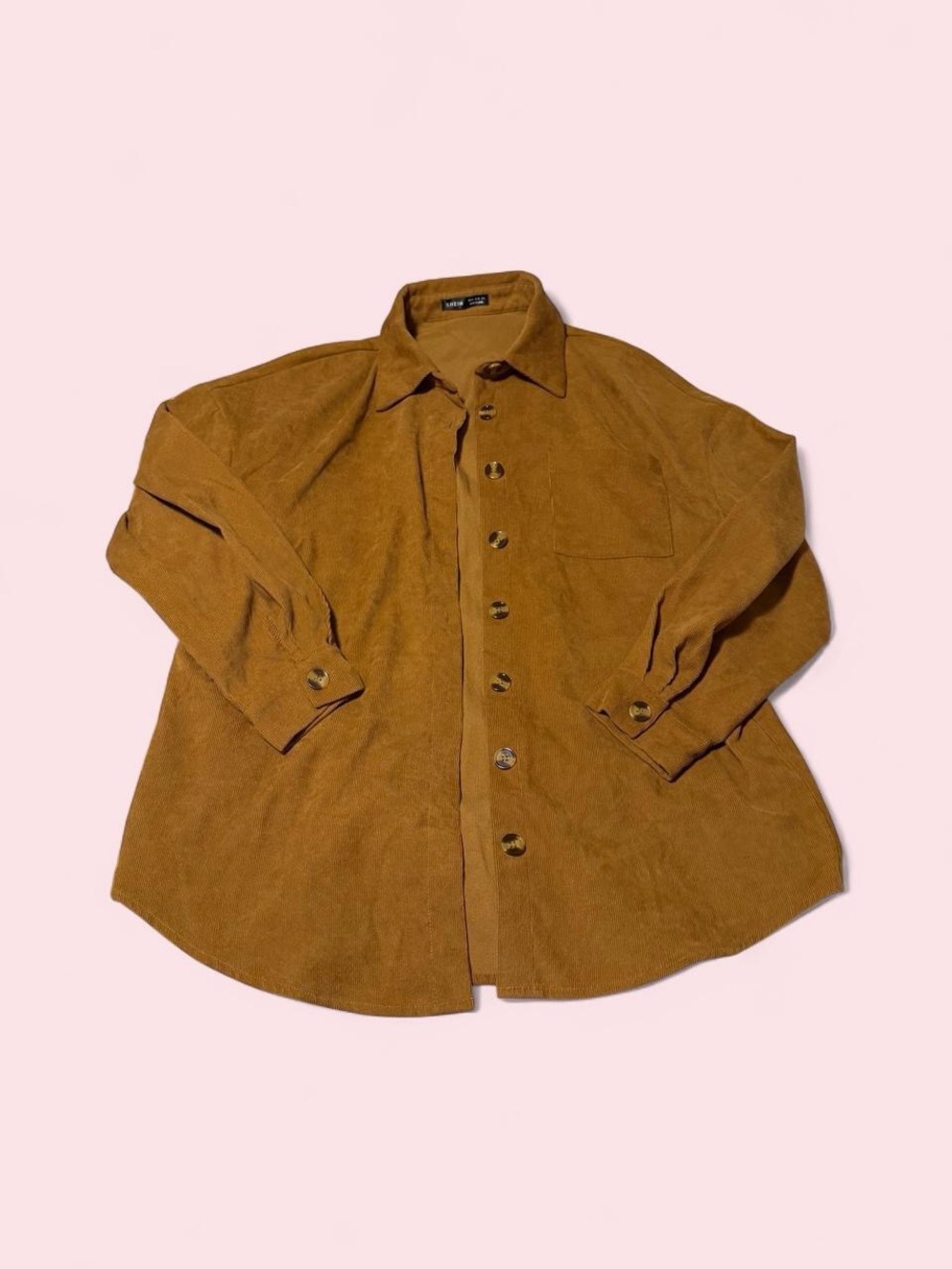 SHEIN Brown Corduroy Button-Down Women's Shirt